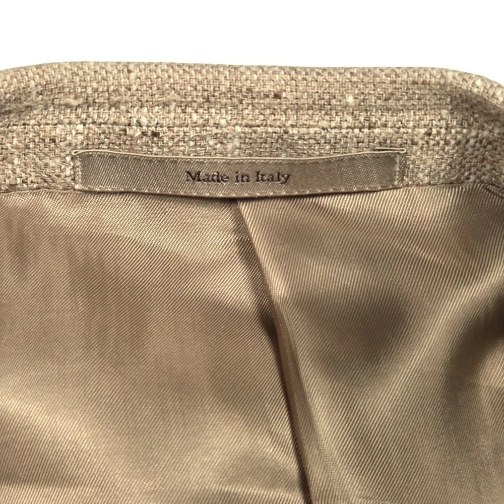 Ermenegildo Zegna Sport Coat Mens 48 L Tan Silk Wool Slub Blazer Made in Italy